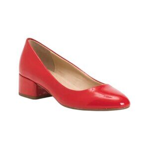 DUNE LONDON Red Leather Almond Toe Pumps